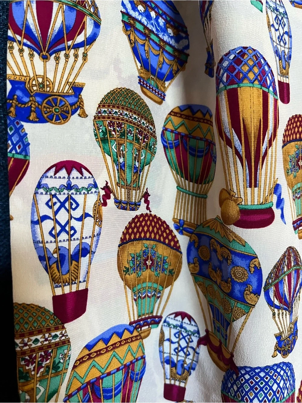 SILK Vintage Hot Air Balloon Scarf with Fringe
